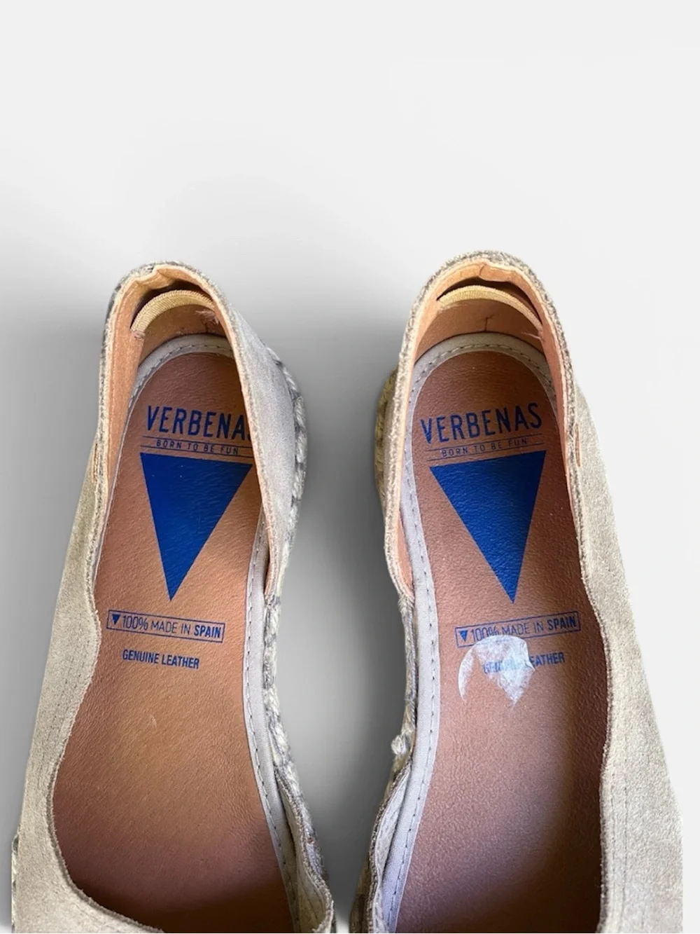 Verbenas Cruz Suede Peep Toe Espadrille Sandal in Stone Handmade in Spain Sz 38